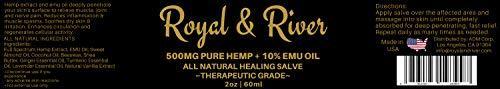 Hemp Pain Cream Salve - 500mg Hemp Extract and 10% Emu Oil - Fast Muscle and Joint Pain Relief. 2oz