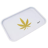 Full Size Rolling Tray Bundle – 12” x 8" Tray + 110mm Rolling Machine + King Size Raw Rolling Papers – Lionhead (White)