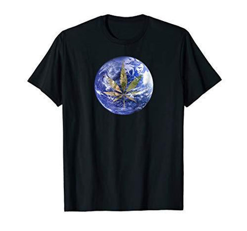 Pot Leaf T Shirt Planet Earth CBD Shirt Stoner Tee