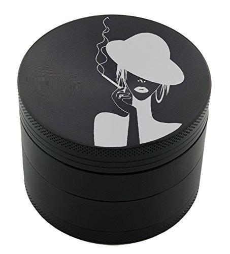 Micro Crusher Inc Smoking Girl Laser Etched Design 4pcs Large Size Herb Grinder With FREE Scraper Item # ETCH-G020817-1
