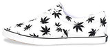 Hipster Mens Marijuana Weed Leaf Skate Shoe,White,9 D(M) US