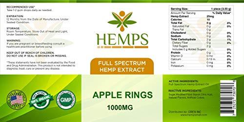 HEMPS 40ct Hemp Apple Rings Gummy - for Pain Relief and Anti-Anxiety Support :: All-Natural Ingredients :: Promotes Relaxation & General Good Health :: 25MG Per Gummy – 100% USA Made Hemp Extract