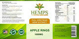 HEMPS 40ct Hemp Apple Rings Gummy - for Pain Relief and Anti-Anxiety Support :: All-Natural Ingredients :: Promotes Relaxation & General Good Health :: 25MG Per Gummy – 100% USA Made Hemp Extract