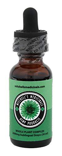 Hemp Extract Oil with Turmeric 2000mg, 30ml (Mitchell's Medicinals) for Pain, Anxiety & Stress Relief, Whole Plant Complex