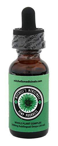 Hemp Extract Oil with Turmeric 2000mg, 30ml (Mitchell's Medicinals) for Pain, Anxiety & Stress Relief, Whole Plant Complex
