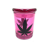 Fess Jars 6oz Pop Top Jar Glass Medical Jar Herb Storage Container (Pink W/Leaf)