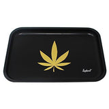 Full Size Rolling Tray Bundle – 12” x 8" Tray + 110mm Rolling Machine + King Size Raw Rolling Papers – Lionhead (Black)
