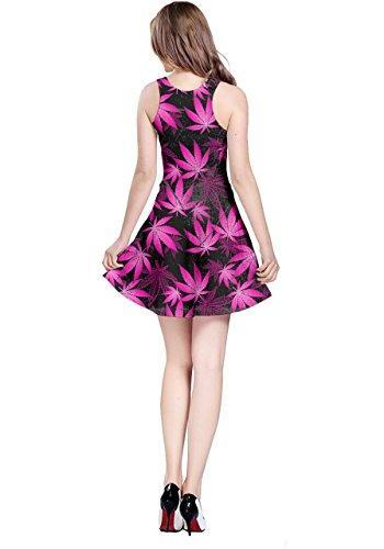 CowCow Womens Dark Pink Cannabis Marijuana Sleeveless Dress, Dark - L