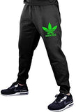 Cannabis Leaf Addicted V355 Men's Black Fleece Gym Jogger Sweatpants