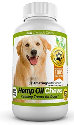 Amazing Hemp Oil for Dogs Calming Treats - Dog Stress Relief Anxiety Aid for Storms, Barking, Chewing - Aids Joint Health - 120 Supplement Chews