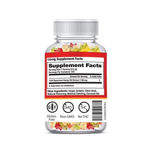 TRUHEMP Full Spectrum Hemp Extract Gummy Bear - Safe and Organic - Made in USA - 1000MG Total, 10MG Each - Great for Skin, Relaxing, Pain, Stress & Anxiety Relief