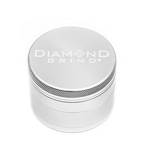 Diamond Grind 4 Piece Aluminum Herb Grinder with screen 56mm (2.25") SILVER