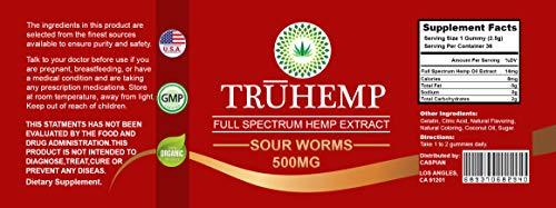 Premium Full Spectrum Hemp Extract Worms Gummy - Safe and Natural - Made in USA - 500MG Total, 14MG Each - Great for Skin, Relaxing, Pain, Stress & Anxiety Relief (Sour Worms)