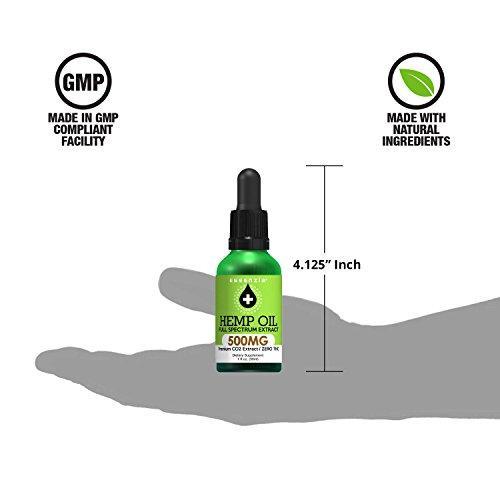 Natural Hemp Oil Drops for Pain Relief by Essenzia – 500mg Full Spectrum, Peppermint Flavor, Pure CO2 Extract Tincture Omega Fatty Acids 3, 6, and 9