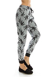 Women's Marijuana Weed Leaf Print Jacket Long Sleeve Hooded Sweatshirt (Gray Long Pants, S)