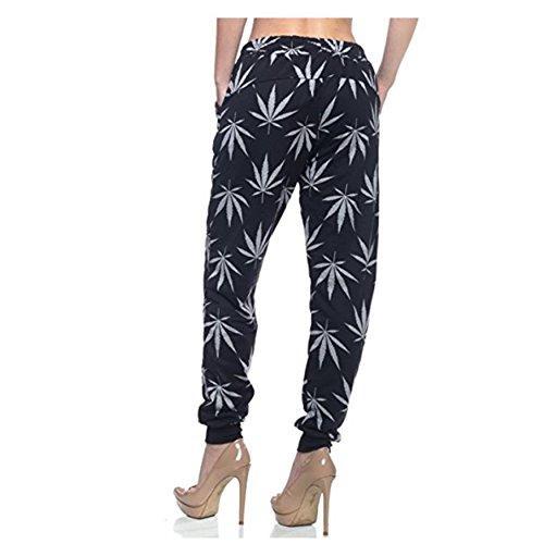 Women's Marijuana Weed Leaf Print Jacket Long Sleeve Hooded Sweatshirt (Black/Gray Long Pants, S)