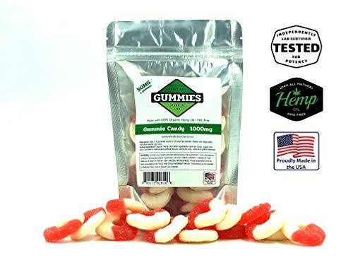 20ct Premium Hemp Gummies Watermelon Flavor- 50mg per Gummy Ring (1000 mg per Bag) - Organic Hemp - 0% THC - Relief for Stress, Pain, Inflammation, Anxiety, Depression, Nausea, Omega 3,6,9 and More