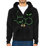 LD6DBGK CBD Molecule Cannabis Sprout Men's Full Zip-up Hooded Sweatshirts Jacket