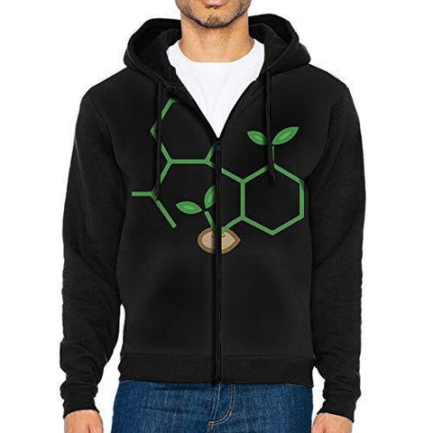 LD6DBGK CBD Molecule Cannabis Sprout Men's Full Zip-up Hooded Sweatshirts Jacket