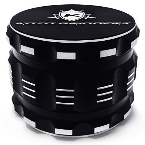 [Upgraded Version] Best Herb Grinder By Kozo Grinders. Large 4 Piece, 2.5" Black Aluminium