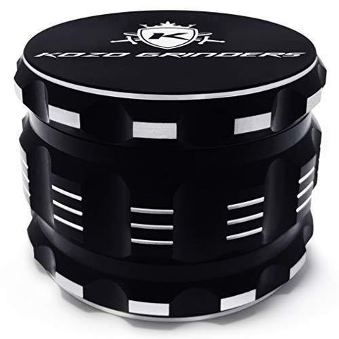 [Upgraded Version] Best Herb Grinder By Kozo Grinders. Large 4 Piece, 2.5" Black Aluminium