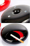 T2C Portable Rotation Round Ashtray with Lids Smoke Soot Vat Lighters Smoking Accessories (black)