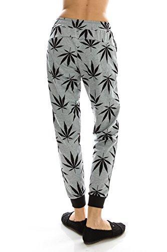 Women's Marijuana Weed Leaf Print Jacket Long Sleeve Hooded Sweatshirt (Gray Long Pants, S)