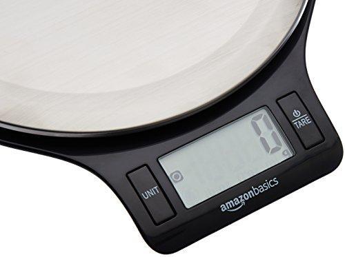 AmazonBasics Stainless Steel Digital Kitchen Scale with LCD Display (Batteries Included)
