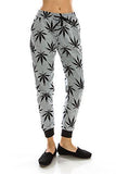Women's Marijuana Weed Leaf Print Jacket Long Sleeve Hooded Sweatshirt (Gray Long Pants, S)