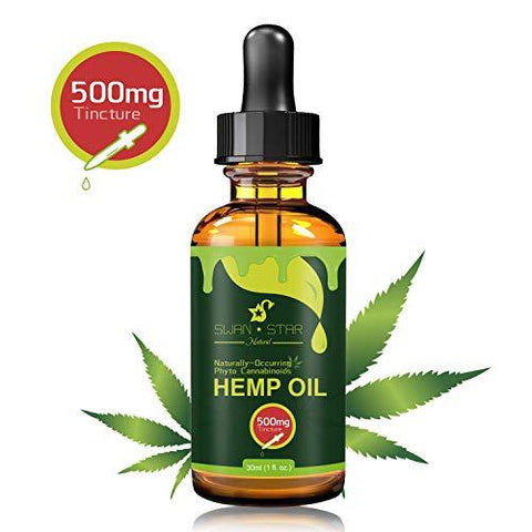 Hemp Oil for Pain Relief, Relieve Inflammation, Stress Support, Anti Anxiety, 100% Pure Organic Hemp Extract Oil (500mg)