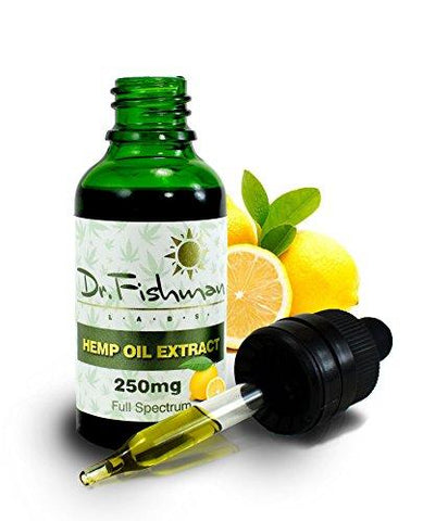 Full Spectrum Hemp Oil - Lemon Flavor - by Dr. Fishman Labs - 250mg 99.9% Pure Hemp Extract - Pain - Stress - Anxiety Relief 30ml -(1oz)