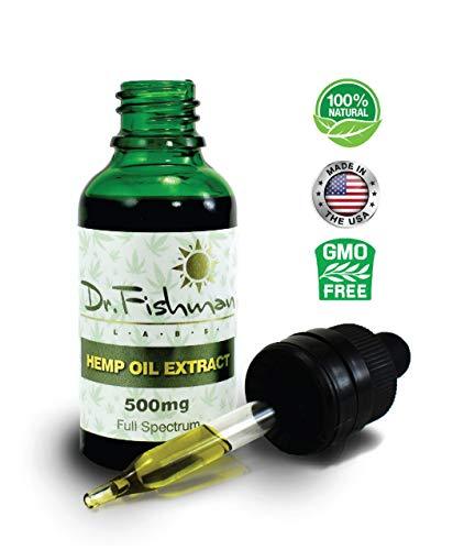 Full Spectrum Hemp Oil - By Dr. Fishman Labs - 500mg 99% Pure Hemp Extract - Pain - Stress - Anxiety Relief 30ml -(1oz) Natural flavor