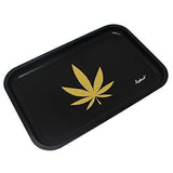 Full Size Rolling Tray Bundle – 12” x 8" Tray + 110mm Rolling Machine + King Size Raw Rolling Papers – Lionhead (Black)
