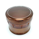 Topoo 4 Piece 2.4 Inch Tobacco Spice Herb Grinder with Pollen Catcher and Scraper - Zinc Aluminum Metals with Magnetic Lid (Anodized Brown Color)
