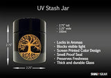 Tree of Life Stash Box Combo - Full Size Titanium 4 Part Herb Grinder - UV Glass stash jar - Engraved Wood Stash Box - Smell Proof and Airtight (Tree of Life)