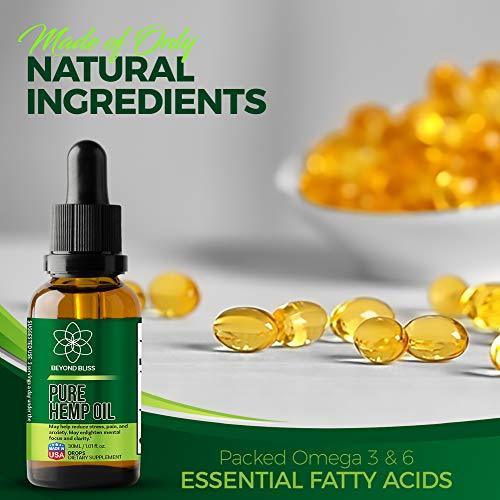Beyond Bliss Hemp Oil Drops :: Fast Pain Relief :: Anxiety / Stress Relief Supplement :: Natural Extract :: Organic :: 250 :: Anti-Inflammatory :: MCT Rich
