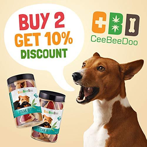 CeeBeeDoo Dog Treats with Hemp Oil for Pain Relief & Anxiety – Healthy & Tasty Hemp Treats for Dogs – Natural Pet Hemp Chews Dog Calming Treats for Small & Large Dogs, (Steak Bites)
