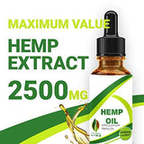 Hemp Oil Drops 2500mg, 100% Seed Extract, Supports Anti-Anxiety and Stress Health, All Natural Dietary Supplement, Rich in Omega 3 and 6 Fatty Acids for Skin & Heart Health, Vegan Vegetarian Friendly,