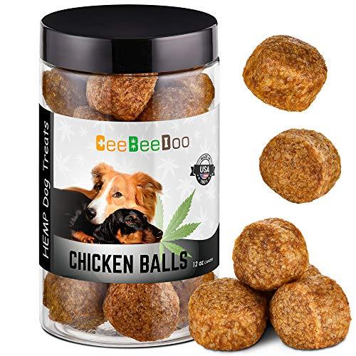 CeeBeeDoo Dog Treats with Hemp Oil for Pain Relief & Anxiety – Healthy & Tasty Hemp Treats for Dogs – Natural Pet Hemp Chews Dog Calming Treats for Small & Large Dogs, (Chicken Balls)