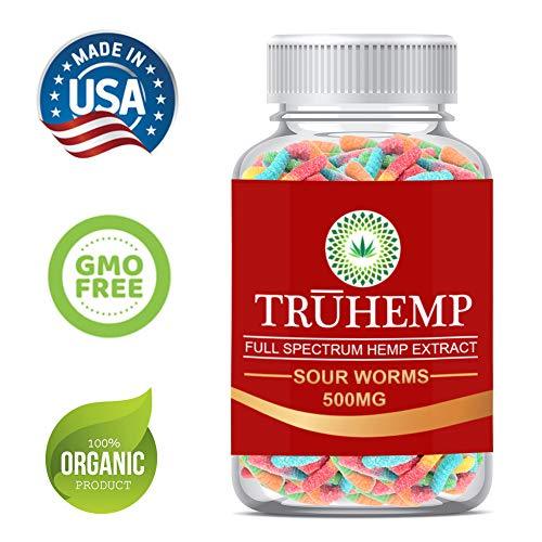Premium Full Spectrum Hemp Extract Worms Gummy - Safe and Natural - Made in USA - 500MG Total, 14MG Each - Great for Skin, Relaxing, Pain, Stress & Anxiety Relief (Sour Worms)