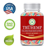 Premium Full Spectrum Hemp Extract Worms Gummy - Safe and Natural - Made in USA - 500MG Total, 14MG Each - Great for Skin, Relaxing, Pain, Stress & Anxiety Relief (Sour Worms)