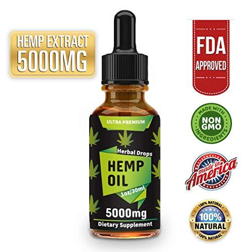 Canolane Organic Hemp Oil Drops 5000mg, Pure Full-Spectrum Support for Anxiety and Pain Relief, Natural Anti-Inflammatory, Omega Fatty Acids, Cold-Pressed Extract