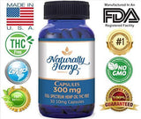 Naturally Hemp Oil - 300mg Capsule - Certified Organic - Relief for Stress, Inflammation, Pain, Sleep, Anxiety, Depression, Nausea - Full Spectrum Extract Safe for Your Whole Family