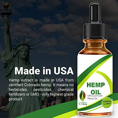 Hemp Oil Drops 2500mg, 100% Seed Extract, Supports Anti-Anxiety and Stress Health, All Natural Dietary Supplement, Rich in Omega 3 and 6 Fatty Acids for Skin & Heart Health, Vegan Vegetarian Friendly,