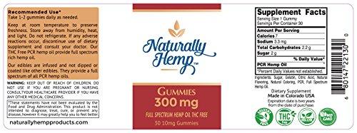 Naturally Hemp Oil 300mg Gummies - 30 ct - Full Spectrum Hemp Oil Gummies - May Help with - Pain - Anxiety - Stress - Inflammation - Sleep Aid and Much More. (300 MG)