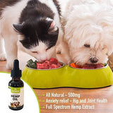Hemp Oil for Dogs and Cats 500mg Helps Relieve Anxiety with a Full Spectrum of Hemp Extract for Pets, Helps with Pet Hips and Joint Relief with a Calming Effect for Your Cat or Dog