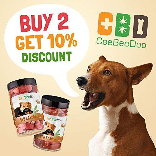 CeeBeeDoo Dog Treats with Hemp Oil for Pain Relief & Anxiety – Healthy & Tasty Hemp Treats for Dogs – Natural Pet Hemp Chews Dog Calming Treats for Small & Large Dogs, (BBQ Kabob)