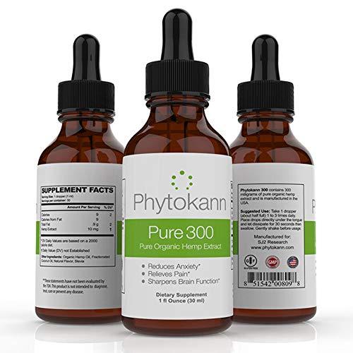 Phytokann Pure 300 Organic Hemp with 300 mg Full Spectrum Hemp Oil Extract helps with Pain, Sleep, Anxiety and overall Mood