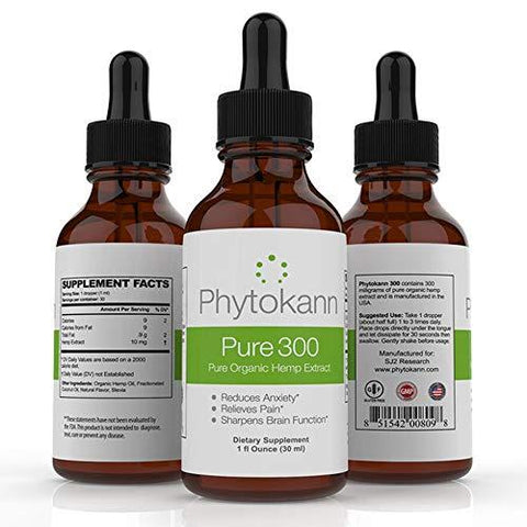 Phytokann Pure 300 Organic Hemp with 300 mg Full Spectrum Hemp Oil Extract helps with Pain, Sleep, Anxiety and overall Mood