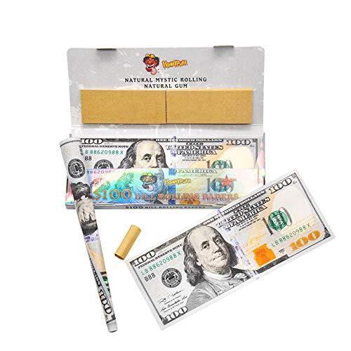 Satelliter Fake Money, Rolling Papers with Filter Tips, Wallets of Cigarette Rolling Papers 110 * 45MM(2 Wallet)